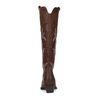 Cognac leren cowboylaarzen met witte sierstiksels