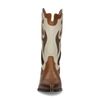 Cognac leren cowboylaarzen met off white details