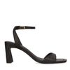 Donkerbruine leren sandalen met rechte hak