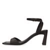 Donkerbruine leren sandalen met rechte hak