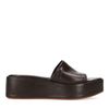 Donkerbruine plateau slippers