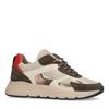 Beige sneakers met groene en fluffy details