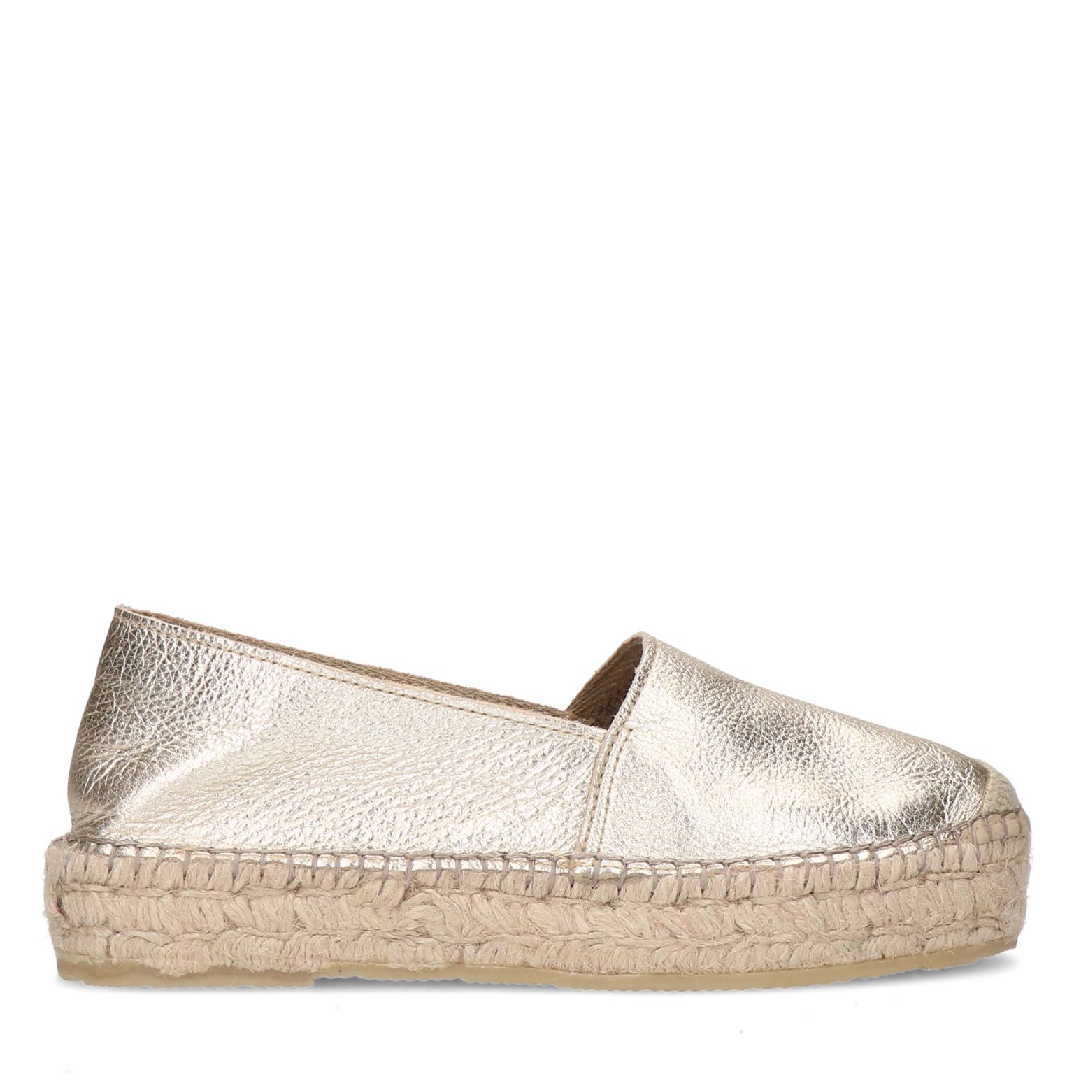 Metallic goudkleurige leren espadrilles - Damesschoenen - SACHA