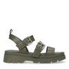 Groene leren plateau sandalen met gespen