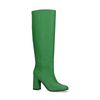 Groene hoge leren laarzen met hak