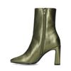 Groene metallic enkellaarsjes met hak