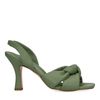 Khaki leren muiltjes met kitten heel