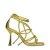 Metallic limegroene sandalen met trechterhak