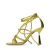 Metallic limegroene sandalen met trechterhak