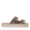 Panterprint slippers met zilverkleurige gespen