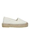 Off white leren espadrilles met ruitpatroon