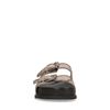 Leren latte slippers met sierstiksels