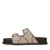 Leren latte slippers met sierstiksels