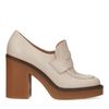 Latte leren loafers met hak