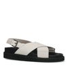 Off white leren plateau sandalen met gekruiste banden