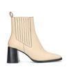 Off white leren enkellaarsjes met blokhak