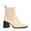 Off white leren enkellaarsjes met blokhak