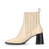 Off white leren enkellaarsjes met blokhak