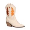 Off white cowboy enkellaarsjes met metallic oranje details
