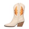 Off white cowboy enkellaarsjes met metallic oranje details