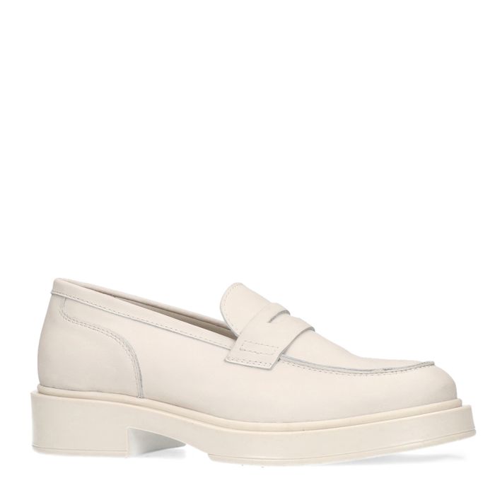 Off white leren penny loafers