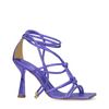 Paarse metallic sandalen met trechterhak