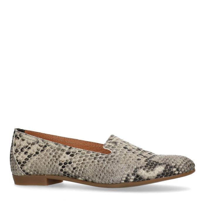 snakeskin backless loafers