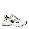 Witte marathon sneakers met zwarte glitter details