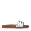 Zilverkleurige leren slippers met brede band