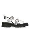 Zilverkleurige plateau sandalen met gespen