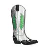 Zilverkleurige metallic cowboylaarzen met groene details