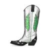 Zilverkleurige metallic cowboylaarzen met groene details