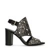 Zwarte sandalen met hak met studs