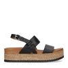 Zwarte leren plateau sandalen