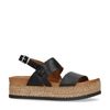 Zwarte leren plateau sandalen