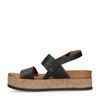 Zwarte leren plateau sandalen