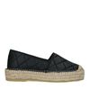 Zwarte leren espadrilles met ruitpatroon