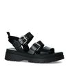 Zwarte leren plateau sandalen met gespen