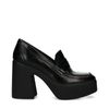 Zwarte loafers met plateauhak