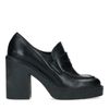 Zwarte leren loafers met hak