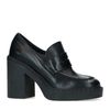 Zwarte leren loafers met hak