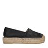 Zwarte leren platform espadrilles
