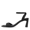 Zwarte leren sandalen met rechte hak