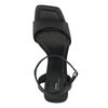 Zwarte leren sandalen met rechte hak