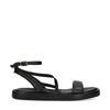 Zwarte leren sandalen met gekruiste bandjes