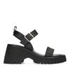 Zwarte leren chunky sandalen