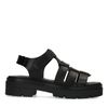 Zwarte leren sandalen met chunky zool
