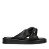 Zwarte leren slippers met knoop detail