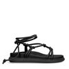 Zwarte platte sandalen met strikveters