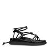 Zwarte platte sandalen met strikveters